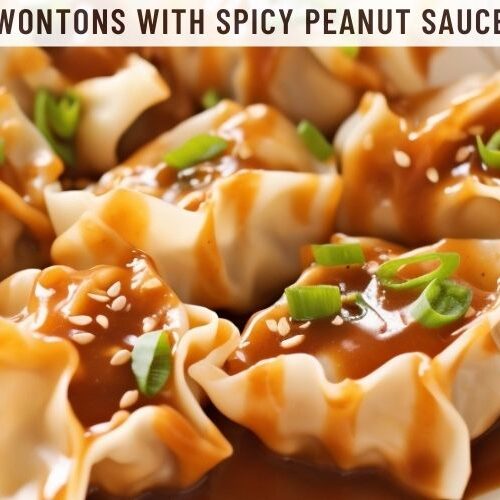 Wontons with Spicy Peanut Sauce