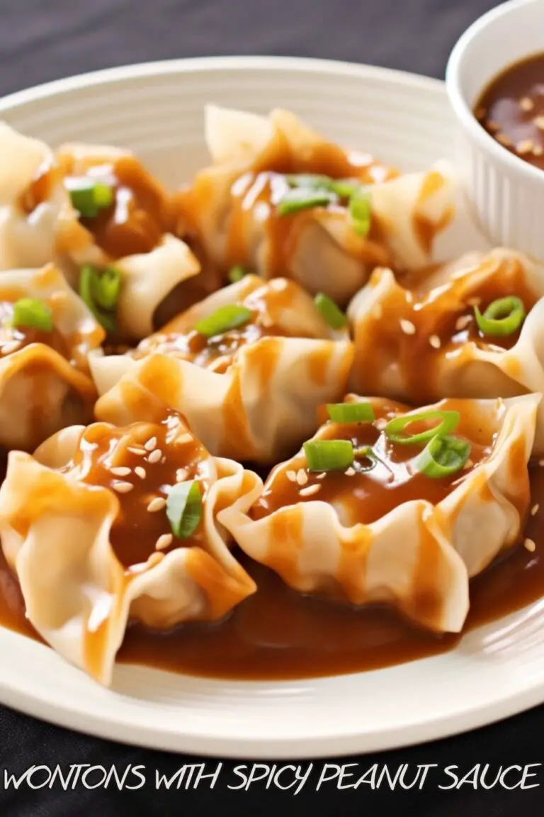 Wontons with Spicy Peanut Sauce