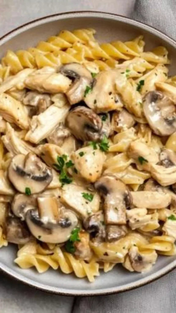 Healthy chicken and mushroom pasta
