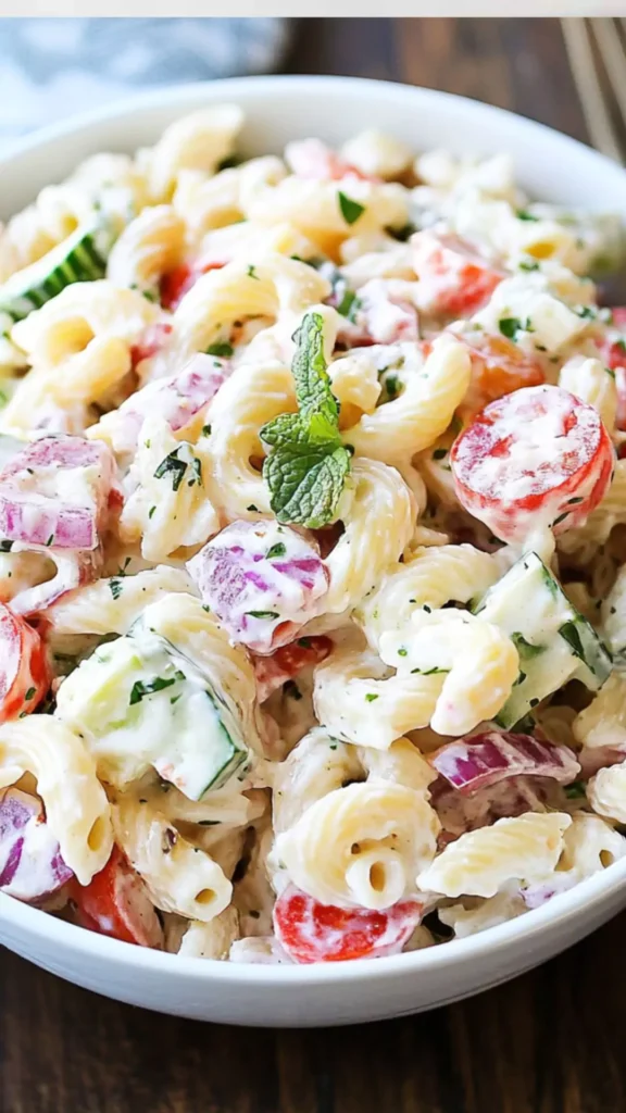 Creamy Greek Pasta Salad Recipe Creamy Greek Pasta Salad Recipe