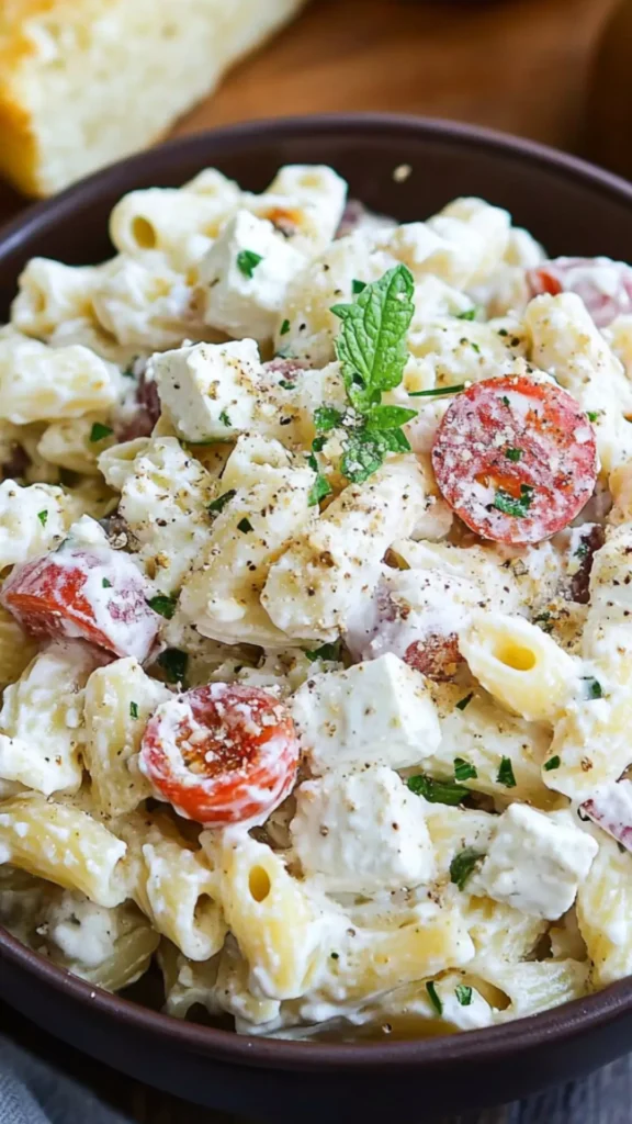 Easy Creamy Greek Pasta Salad Recipe Easy Creamy Greek Pasta Salad Recipe