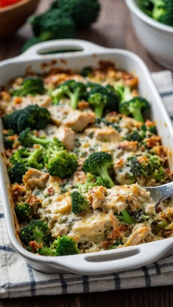 how to make creamy chicken quinoa broccoli casserole