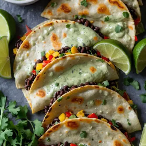 how to make crispy black bean tacos with cilantro lime sauce