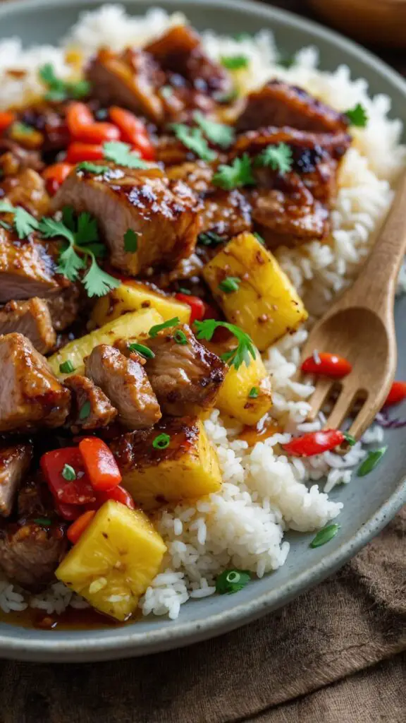 pineapple pork with coconut rice copycat recipe