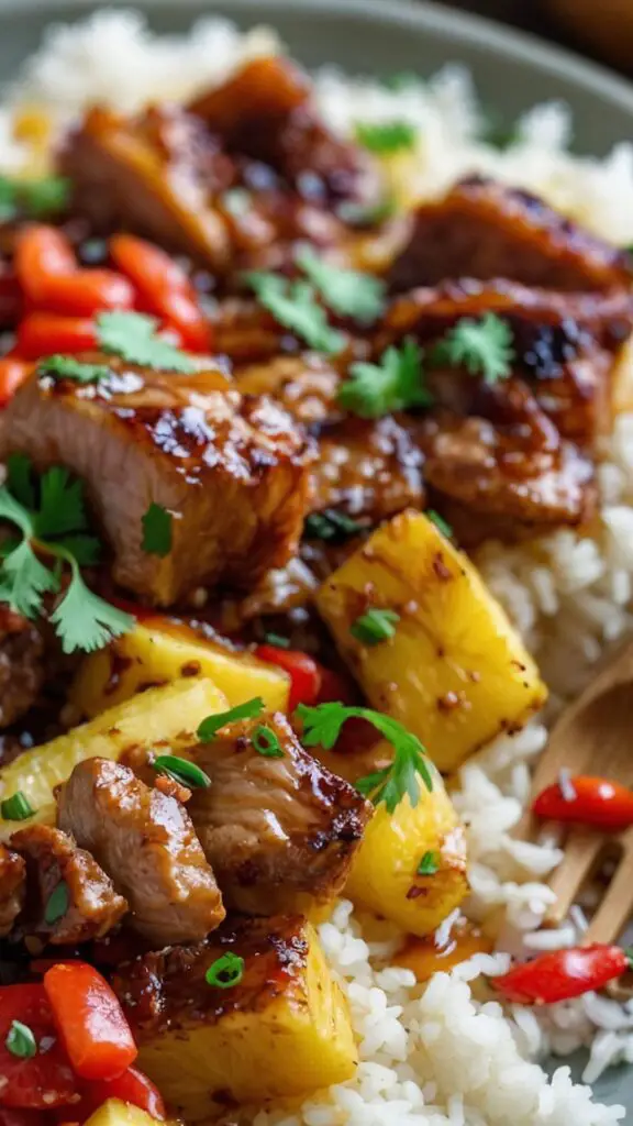 how to make pineapple pork with coconut rice