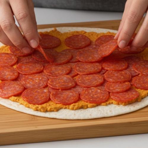 Step 5: Put on the Pepperoni Step 5: Put on the Pepperoni
