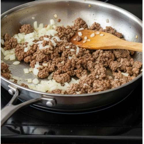 Step 2: Sauté the Onions and Brown the Beef Step 2: Sauté the Onions and Brown the Beef