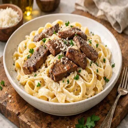 beef pasta alfredo recipe featured 1