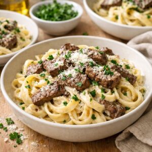 beef pasta alfredo recipe step 10