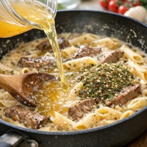 beef pasta alfredo recipe step 6