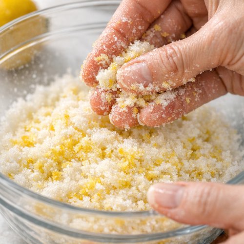 Step 3: Create Lemon Sugar by Rubbing Zest With Granulated Sugar