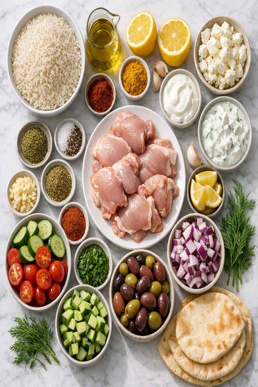 Mediterranean Chicken Over Rice Recipe ingredients