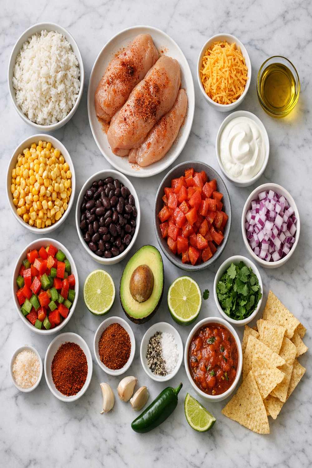 Mexican Corn Chicken Bowl Recipe ingredients