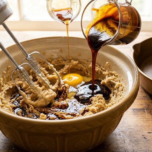 Step 3: Add the Molasses, Egg, and Vanilla